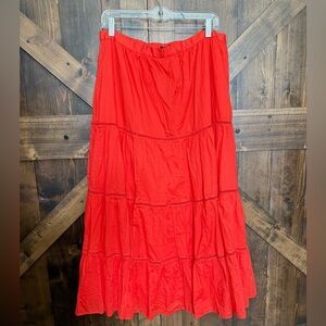 NEW J.CREW Burnt Orange Tiered Midi Skirt Size XLT (tall)